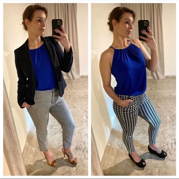 Express Blouse Royal Blue Sleeveless Small Office Preppy Bright Classy - Picture 5 of 11